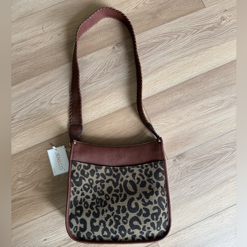 Brown Leather & Leopard Print Women's Bag